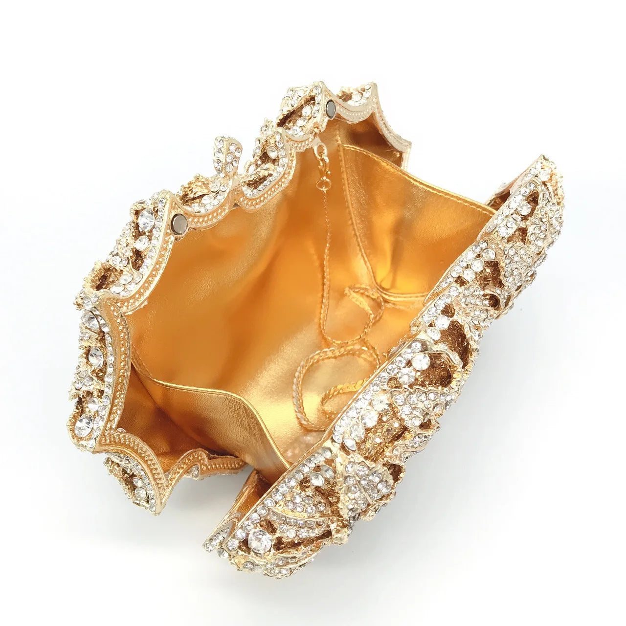 Golden Crystal Clutch Bag