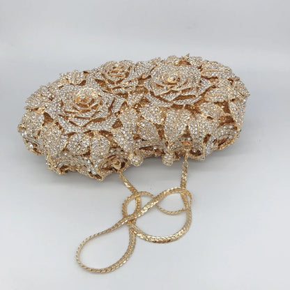 Golden Crystal Clutch Bag