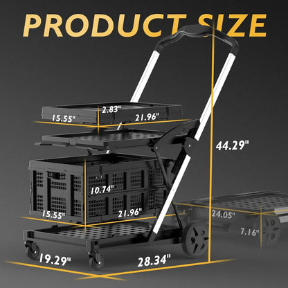 Folding Grocery Shopping Cart with Brake Wheels